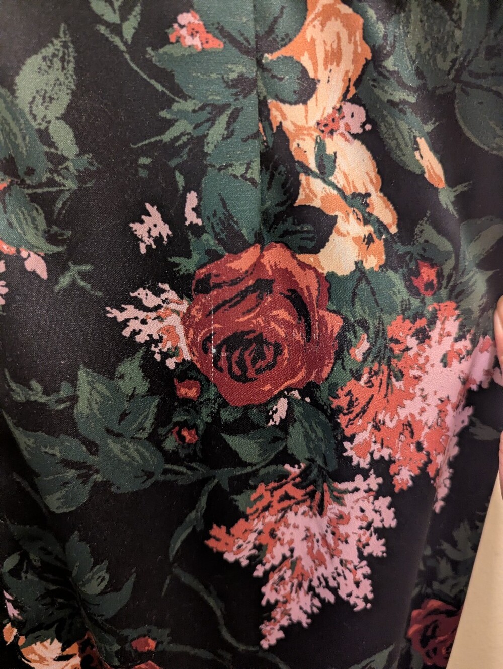 Pinup Couture Ava Faux Wrap Wiggle Satin Dress Black w/ Pink Floral Print- XL - Picture 10 of 16